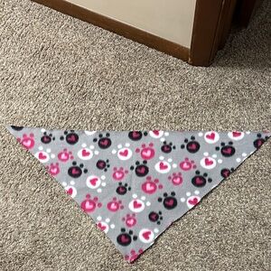 Gray Bandana with Pink and Black Paw Prints
